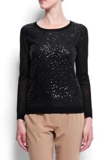 Mango Sequins Wool Jumper - Lyst