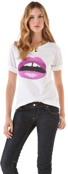 Markus Lupfer Lara Lip Tee in White - Lyst