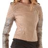 Matthew Williamson Leather Biker Jacket with Metallic Insets in Brown (taupe) - Lyst