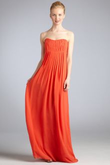 Nicole Miller Coral Silk Georgette Embellished Strapless Gown - Lyst