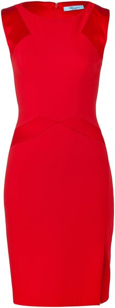 Blumarine Scarlet Red Fabric Pencil Dress - Lyst