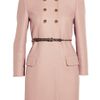 Miu Miu Shearling Collar Double Breasted Wool Coat in Pink (blush) - Lyst