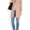 Miu Miu Shearling Collar Double Breasted Wool Coat in Pink (blush) - Lyst