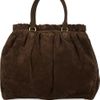 Miu Miu Crystal Chain Strap Suede Tote in Brown (chocolate) - Lyst