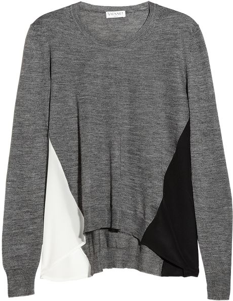 Vionnet Chiffonpaneled Alpaca and Silkblend Sweater in Gray - Lyst