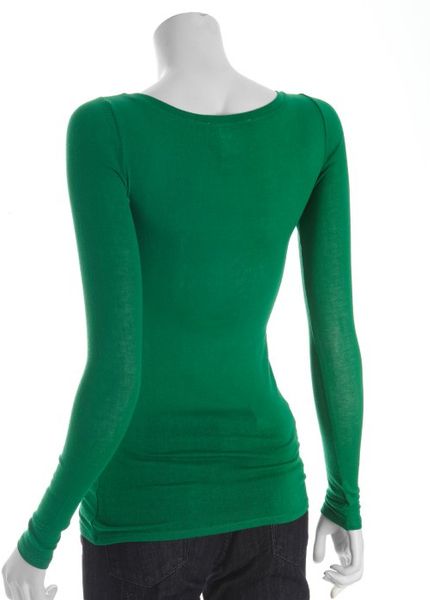 Bcbgmaxazria Kelly Green Stretch Knit Wylie Boatneck Long Sleeve Top in Green | Lyst