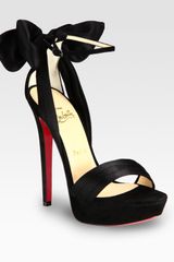 Christian Louboutin Satin and Suede Bow Platform Sandals