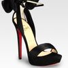 Christian Louboutin Satin and Suede Bow Platform Sandals in Black - Lyst