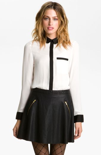 Free People Contrast Trim Shirt - Lyst
