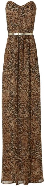 Jane Norman Leopard Pleat Maxi Dress - Lyst