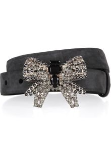 Miu Miu Crystal Embellished Suede Belt - Lyst