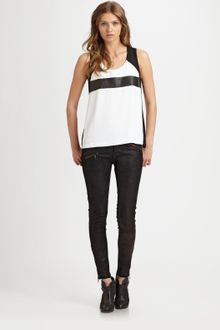 Rag & Bone Lara Leathercolorblock Top - Lyst