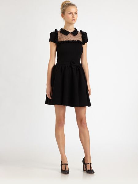 Red Valentino Merinowool Bow Dress in Black