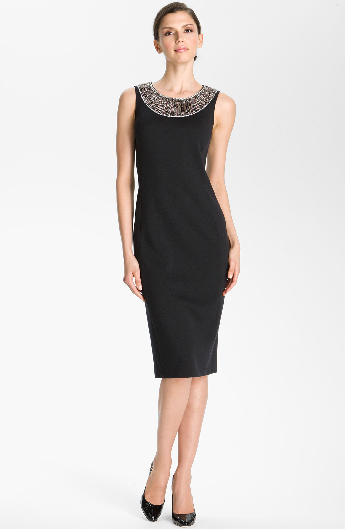 St. John Collection Beaded Milano Knit Dress in Black (caviar) | Lyst