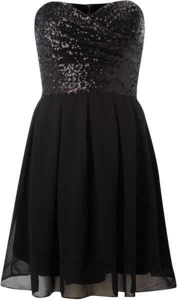 Tfnc Sweetheart Sequin Top Dress in Black - Lyst