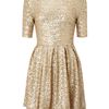 Tfnc Fit and Flare Sequin Dress in Gold - Lyst