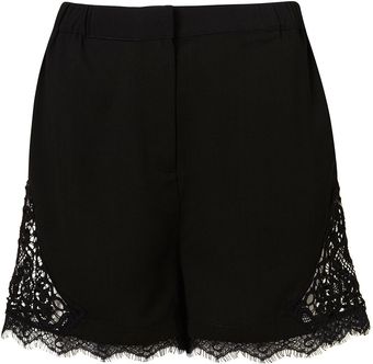 Topshop Crochet Side Panel Shorts - Lyst