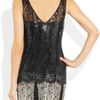 Alberta Ferretti Sequined Tulle Top in Black - Lyst