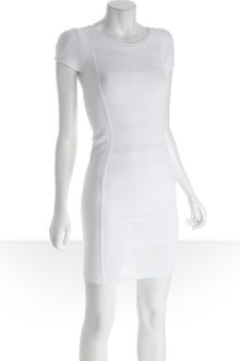 BCBGMAXAZRIA White Knit Stitch Leena Cap Sleeve Dress - Lyst