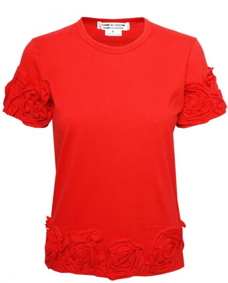 Comme Des Garçons Comme Des Garçons Applique Rose T Shirt Red in Red (rose) - Lyst