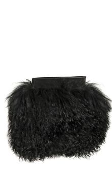Gareth Pugh Leather Mongolia Fur Clutch - Lyst