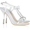 Giuseppe Zanotti Crystalembellished Twill Tbar Sandals in White - Lyst