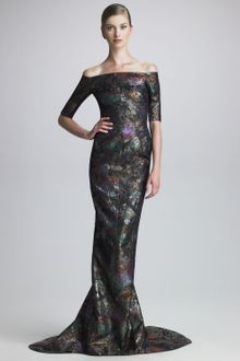 J. Mendel Off Shoulder Jacquard Gown - Lyst