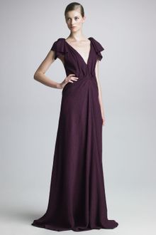 J. Mendel Draped Cloque Gown - Lyst