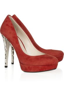 Kors By Michael Kors Suede and Snakeskin Platform Pumps - Lyst