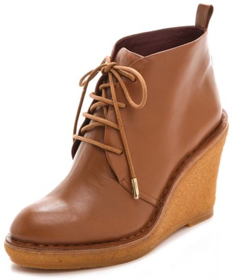 Marc By Marc Jacobs Classic Lace Up Wedge Booties in Brown (camel) - Lyst