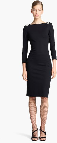 Oscar de la Renta Jewel Embellished Jersey Dress - Lyst