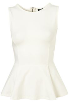 Topshop Sleeveless Zip Peplum Top - Lyst