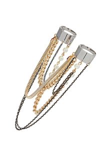 Topshop Pearl Mix Chain Ring - Lyst