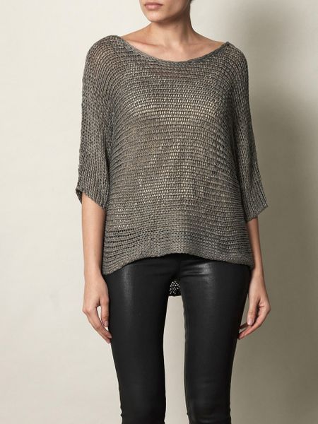 Vince Metallic Knit Sweater in Gray (grey) - Lyst
