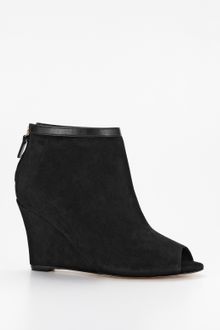 Ann Taylor Suede Wedge Peep Toe Booties - Lyst