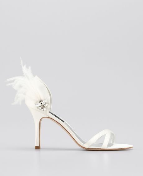 Ann Taylor Feathered Strappy Sandals in White (bridal ivory) | Lyst