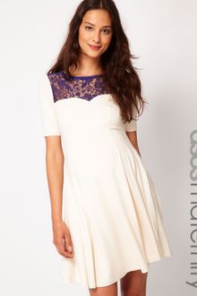 Asos Maternity Skater Dress with Lace Insert - Lyst