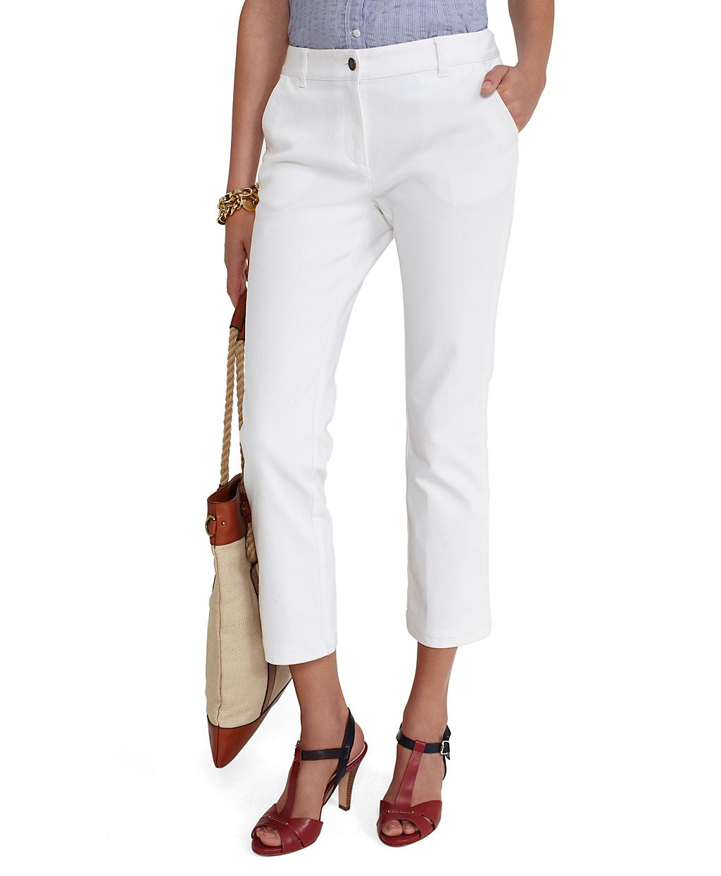 Brooks Brothers Fivepocket Ankle Length Denim Pants in White Lyst
