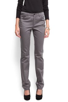 Mango Satin Sheen Slimfit Trousers - Lyst