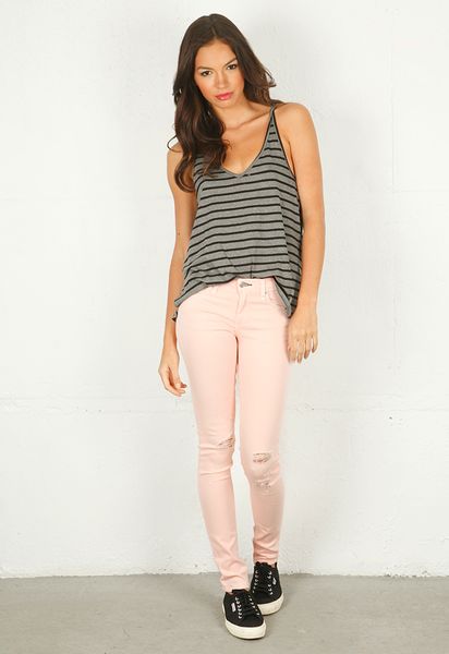 Rag & Bone Skinny Jean with Holes in Pink - Lyst