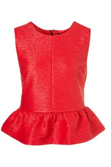 Topshop Textured Peplum Top - Lyst