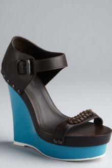 Balenciaga Black Leather Studded Wedge Sandals - Lyst