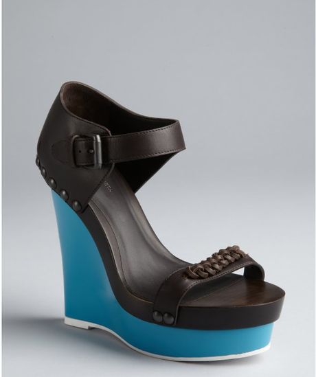 Balenciaga Black Leather Studded Wedge Sandals in Black - Lyst