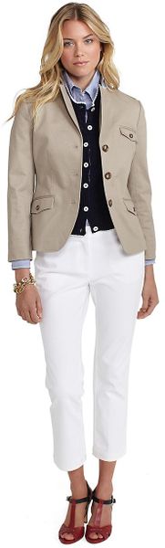 Brooks Brothers Cotton Twill Jacket in Khaki - Lyst