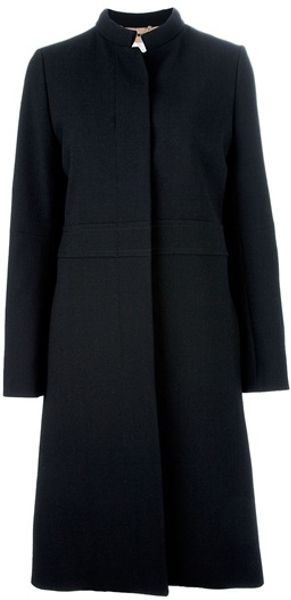 Chloé Stand Collar Coat in Black - Lyst