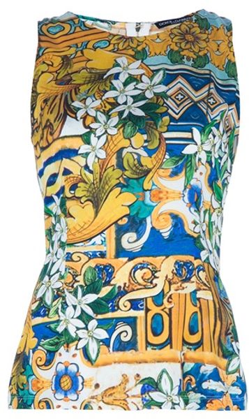 Dolce & Gabbana Sleeveless Blouse in Yellow - Lyst