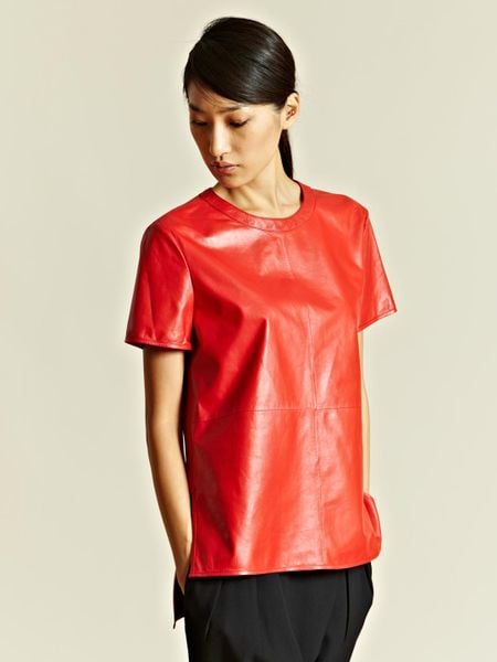 Givenchy Givenchy Womens Lamb Leather Manches Top in Red - Lyst