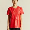 Givenchy Givenchy Womens Lamb Leather Manches Top in Red - Lyst