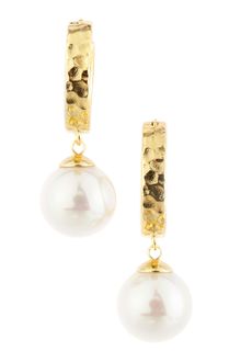 Majorica Dangling Pearl Hoop Earrings - Lyst