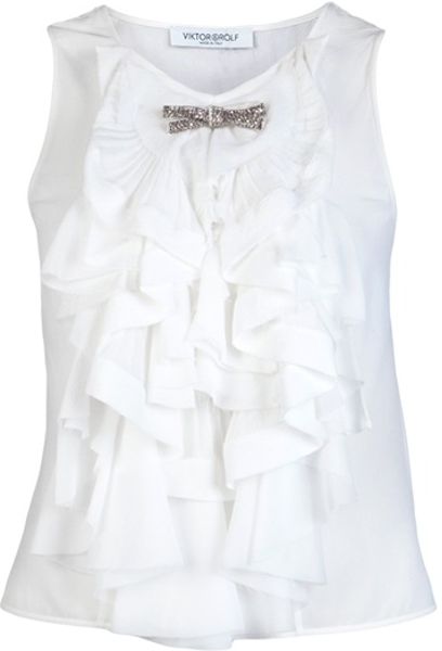 Viktor & Rolf Crepe De Chine Dress Tank  in White - Lyst